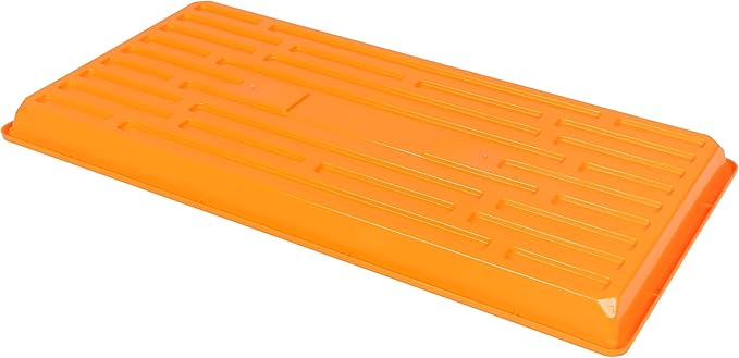 SUNPACK 10" x 20" Heavy Duty Shallow Plastic Seed Starting Tray, Orange, 1" (Pack of 30) - No Drainage Holes, Perfect for Greenhouses or Indoor Gardening