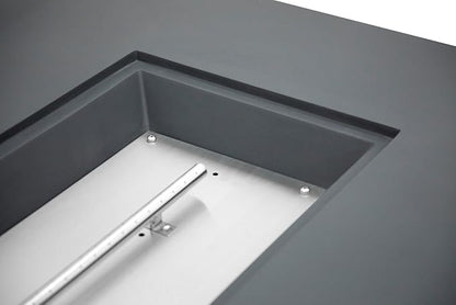 AMS Creations | Madison 60" Rectangular Propane Gas Outdoor Fire Pit Table | Dark Gray Concrete GFRC | Smooth Texture or Surface | Electronic Ignition | Outside Backyard Fireplace