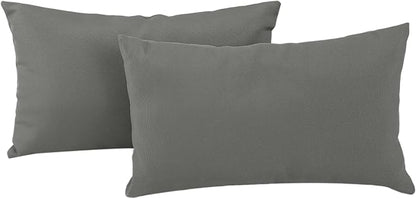 idee-home Outdoor Pillows with Inserts Included, Patio Outside Lumbar Pillows Waterproof Set of 2, 12 x 20 inch Dark Grey