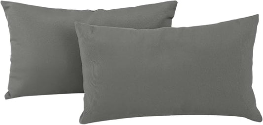 idee-home Outdoor Pillows with Inserts Included, Patio Outside Lumbar Pillows Waterproof Set of 2, 12 x 20 inch Dark Grey