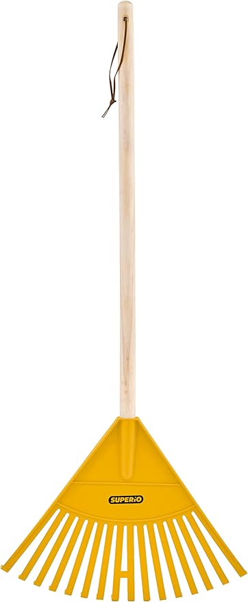 Gardening Tools Outdoor Rakes for Lawns Heavy Duty Wood Handle Cleaning Yard Tool Rake Landscape Essentials with Durable Plastic Leaf Collector Head 6-Pack
