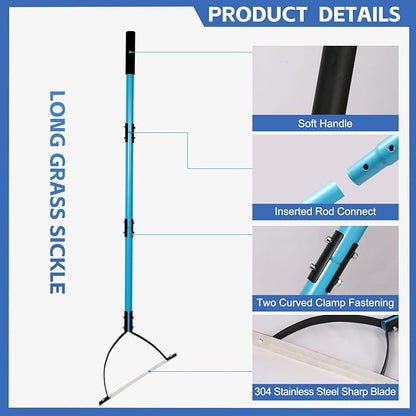 sancat Weed Cutter with Double-Edged Sharp Blade,51 inch Stainless Steel Weeder,Grass Cutter Tool for Garden, Yard, Field and Ditches,Garden Weed Wacker, Sickle with Long Handle