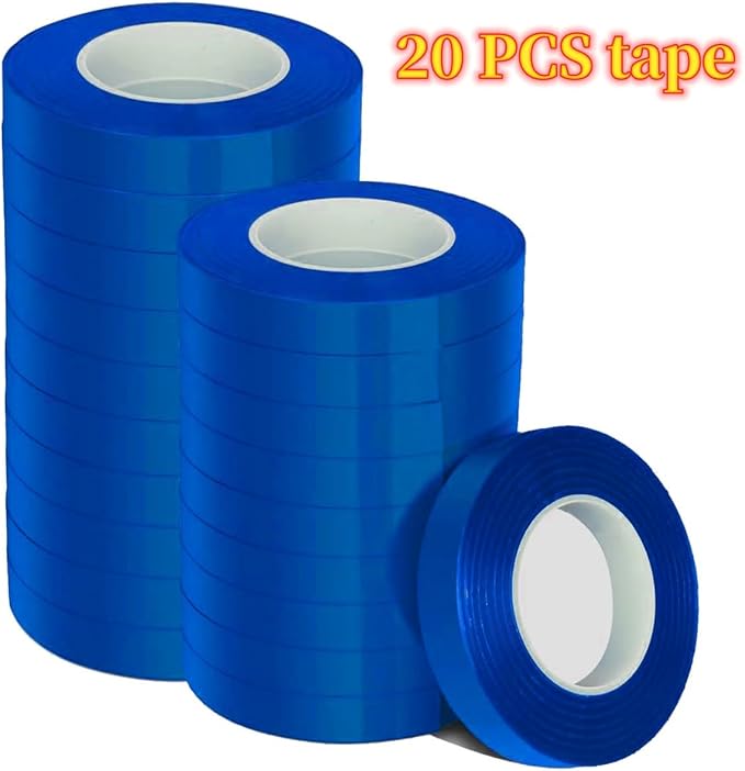 20Rolls of 100 Feet tie Tape and 1 Box of Staple (10000 PCS Staples) for Plant Tying Machine,Plant Tape for Climbing Plants, Grapes, Raspberries, Tomatoes and Vining Vegetables Flowers-Blue