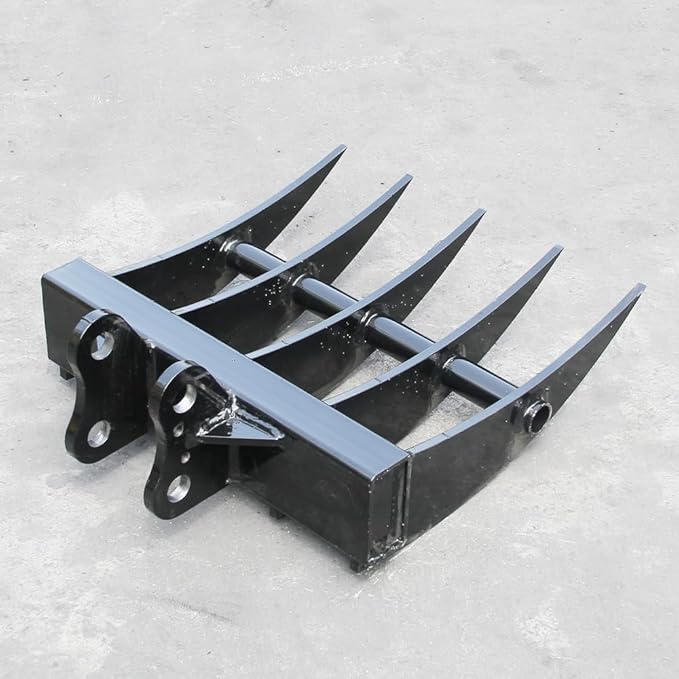 Mini Excavator Attachment Rake, Metal Material, Hole Diameter: 25MM/0.98in, Suitable for 1 - Ton Mini Excavators
