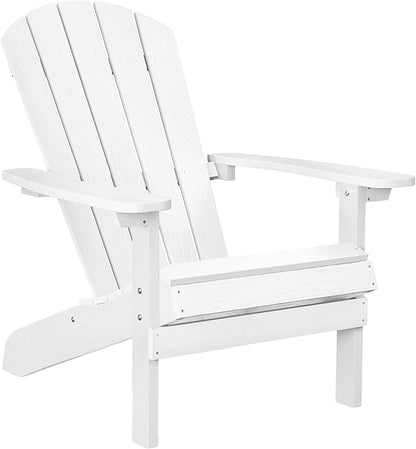 YEFU Adirondack Chair Weather Resistant: Outdoor Chair HIPS Plastic Adirondack Chairs - Patio Chairs with Wood Texture - Lawn Fire Pit Deck Porch Garden Chairs for Adults (White)