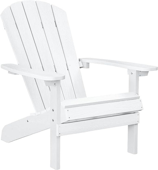 YEFU Adirondack Chair Weather Resistant: Outdoor Chair HIPS Plastic Adirondack Chairs - Patio Chairs with Wood Texture - Lawn Fire Pit Deck Porch Garden Chairs for Adults (White)