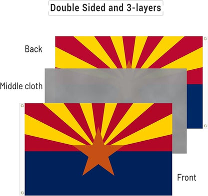 AMZFLAG Arizona State Flag 3x5 ft Outdoor, Heavy Duty 3 Ply Polyester AZ Arizona Flags with 2 Brass Grommets