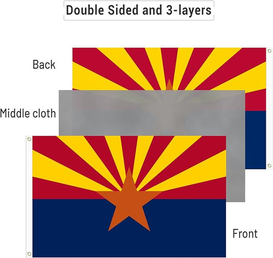 AMZFLAG Arizona State Flag 3x5 ft Outdoor, Heavy Duty 3 Ply Polyester AZ Arizona Flags with 2 Brass Grommets
