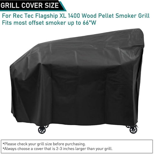 ZJYWSCH Grill Cover for Rec Tec Flagship XL 1400 Pellet Smoker Grill Offset Smoker Cover Outdoor Waterproof for RecTec RT-1400 Flagship 1400 Wood Pellet Grill Cover Heavy Duty