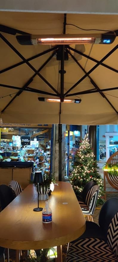 Infrared Patio Heater, Carbon Wall Mounted Heater 300/1500W, 6 Heat Modes Outdoor Heater, IP55 Waterproof, Instant Heat in 3 Seconds, Remote Control (BLACK)