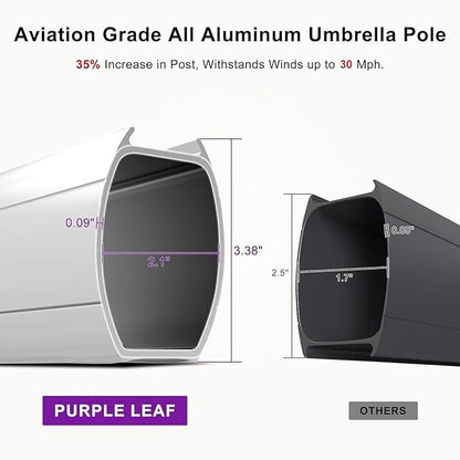 PURPLE LEAF 10' X 12' Patio Umbrella Outdoor Rectangle Umbrella Large Cantilever Umbrella Windproof Offset Heavy Duty Sun for Garden Deck Pool Patio, Grey