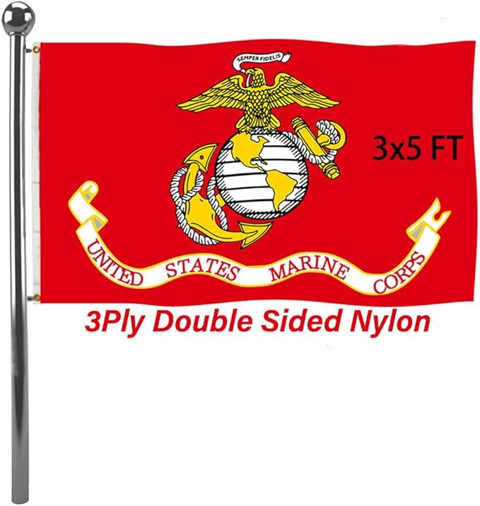 Jayus US Marine Corps Military Flags 3x5 Outdoor - 320D Heavy Duty Nylon Double Sided USMC Army Flag Banner with 2 Grommets
