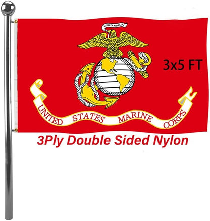 Jayus US Marine Corps Military Flags 3x5 Outdoor - 320D Heavy Duty Nylon Double Sided USMC Army Flag Banner with 2 Grommets