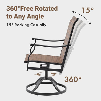 Soohow Outdoor Dining Chairs Set of 2, 360°Swivel Patio Dining Chair with Textilene Fabric, Outdoor Metal Armchair All Weather Resistant, Ergonomic Comfort, Perfect for Patio, Backyard, Balcony
