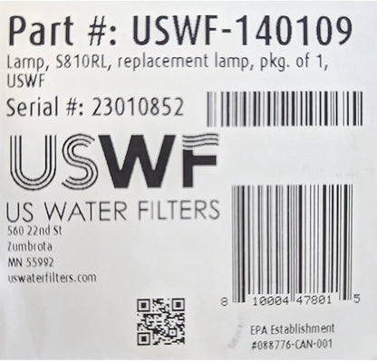 S810RL Replacement UV Lamp | Fits the VIQUA S8Q, SV8Q-PA, & SSM-37 Series UV Systems | Made in the USA, US Water Filters