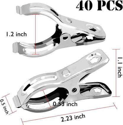 BESTEEL Upgraded 40 PCS Garden Clips, Greenhouse Clamps 100% Stainless Steel Heavy Duty Greenhuose Clips for Netting - Strong Grip to Hold Down Shade Cloth or Plant Cover on Garden Greenhouse Hoops