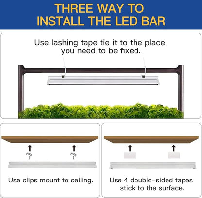 T5 LED Grow Lights, 204pcs Bulb 5000K White Full Spectrum Plant Light Strips for Indoor Plants, Shelves Greenhouse Seedling, End-to-End Connectable with V-Shaped Reflector