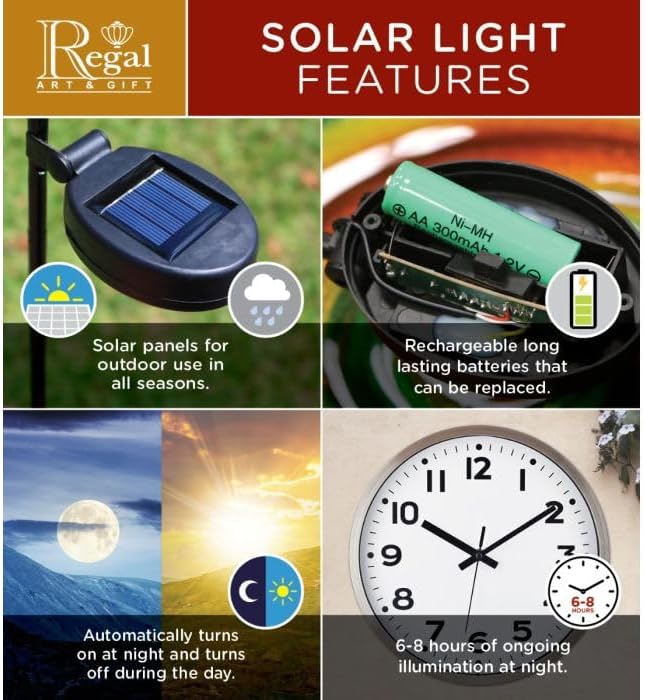 Regal Art & Gift Hot Air Balloon Solar Lantern – Hanging Solar-Powered LED Lights, Waterproof Portable Decorative Outdoor Lamp Made of Metal & Glass for Garden, Patios & Pathway – Rainbow(Small)