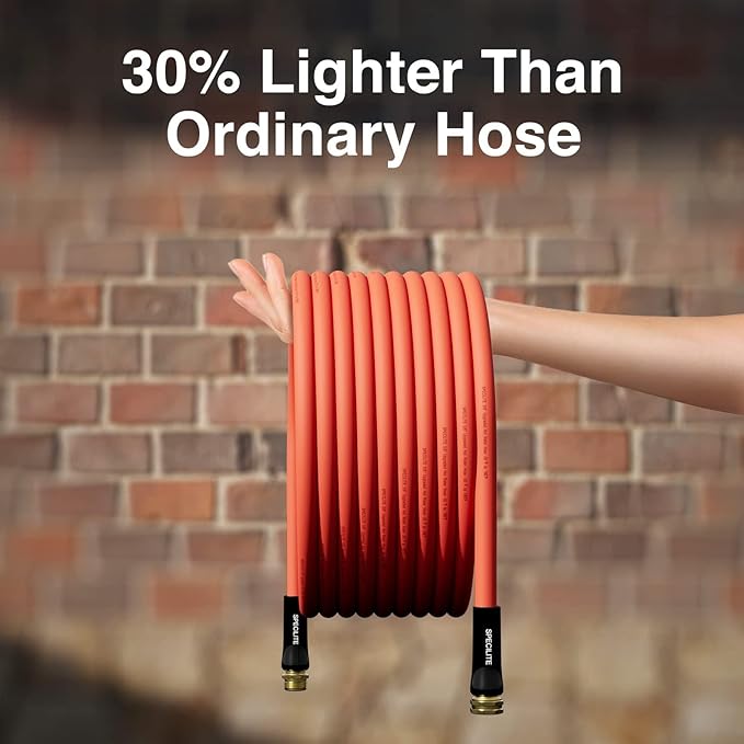 SPECILITE 5/8" Hot/Cold Garden Water Hose 125 ft, -50℉-190℉,Flexible & Lightweight With 3/4" Brass Fittings for Yard, Outdoor, Farm, Red