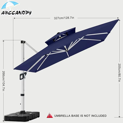ABCCANOPY Patio Umbrella Cantilever Double Top Outdoor Offset Umbrella with 360° Rotation