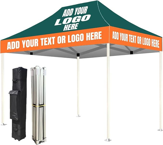 Custom Canopy Tent 10x15 with Logo, Pop Up Canopy Tent Packages for Outdoor and Trade Show Events - Nano-Grade Water Repellent Heavy Duty, Durable (Canopy Top)