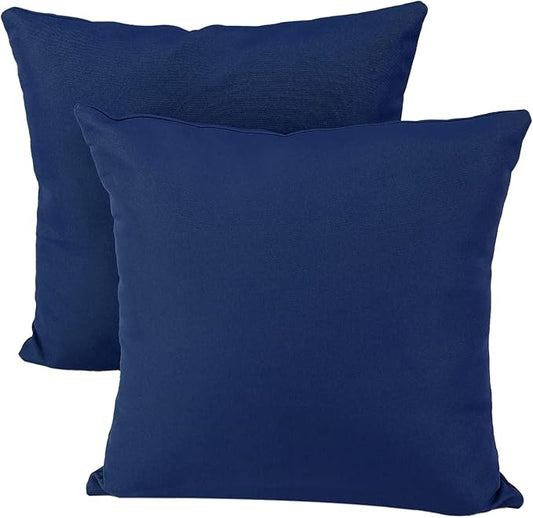 idee-home Outdoor Pillows, Set of 2 with Inserts, Waterproof, 18x18 inch, Dark Cerulean, Polypropylene Fill, Throw Pillow Cases