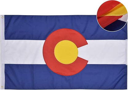 Colorado State Flag 5x8 Ft Deluxe Full Embroidered Premium Polyester Durable CO Outside Flag with Sewn Stripes and Brass Grommets for Indoor/Outdoor