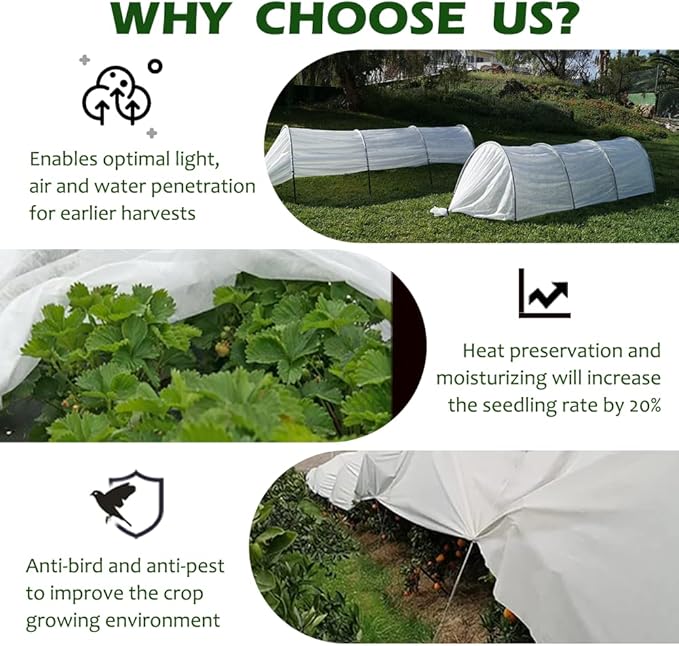 Plant Freeze Protection Cover, 7x25ft Frost Cloth Winter Garden Blanket, Floating Row Cover for Cold Weather and Shade, Perfect for Outdoor Vegetables, Trees, Greenhouse