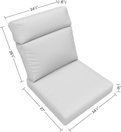 Covers & All Olefin Rectangle High Back Chair Cushion, 420 Denier Supportive Foam Seat and Poly Fill Back Outdoor High Back Chair Cushion, Water and Mold Resistant for Patio High Back Chair Cushions