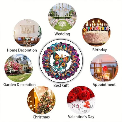 Cross Wind Spinner, Metal Wind Spinners Outdoor/Indoor, Cross Butterfly Hanging Garden Decor for Outside, Stainless Wind Spinners for Yard and Garden 10 inch 3D (25X24.95 CM)