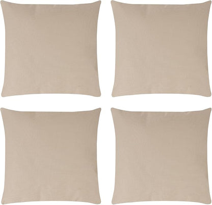 Covers & All Premium Square Throw Pillow Inserts with Covers Set of 4, 12 x12 Inches Beige, Decorative Cushions for Couch Sofa Home Decor Office Travel UV Resistant Waterproof Soft Cushions Pillows