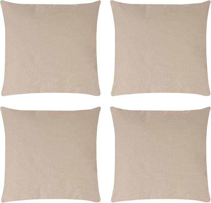Covers & All Premium Square Throw Pillow Inserts with Covers Set of 4, 26 x 26 Inches Beige, Decorative Cushions for Couch Sofa Home Decor Office Travel UV Resistant Waterproof Soft Cushions Pillows
