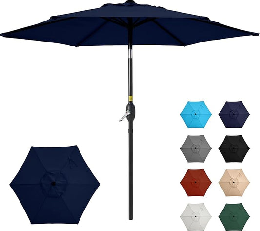 SUNVIVI OUTDOOR Outdoor Patio Umbrella, Patio Umbrella, Market Umbrella, Large Outdoor Umbrella, Metal Pole Umbrella with Push Button Tilt and Crank, Polyester Canopy