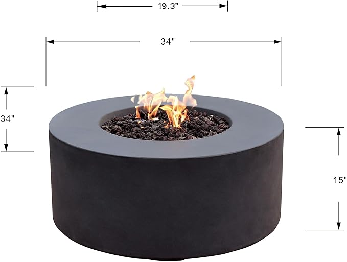 AMS Fireplace | Modeno Venice Package | Black Liquid Propane Gas Fire Pit Table for Outdoor Patio Bundle with Tank Cover, Wind Guard, and SS Burner Lid | Free Rubber Mat & Ice Bucket