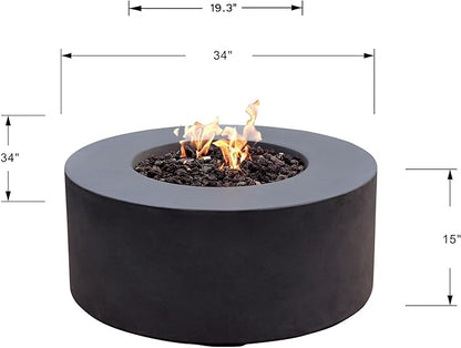 AMS Fireplace | Modeno Venice Package | Black Natural Gas Fire Pit Table for Outside Patio Bundle with Wind Guard, and SS Burner Lid | Free Rubber Mat & Ice Bucket