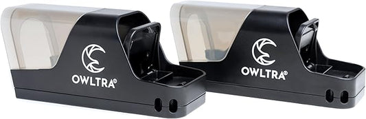 OWLTRA in-/Outdoor Safe Extra Large Plastic Tunnel Snap Rat Trap 2PCS, Instant Kill Rodent Snap Trap with Clear Tunnel Entry, Touch-Free Release, and Powerful Snap, Black