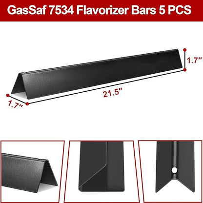 GasSaf 21.5 Flavorizer Bars 7534 for Weber Spirit 200, E/S200 E/S-210, Spirit 500, Genesis Silver A with Side 2-Burner Grills, 5-Pack Black Porcelain Steel Flavor Bars for Weber 7535 65902 Grill Parts