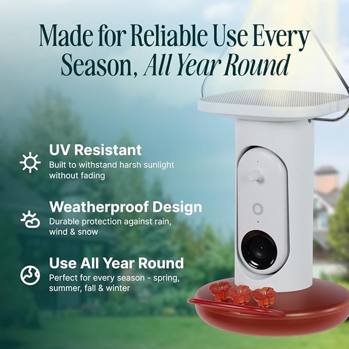 Birdbuddy Smart Solar Pro Hummingbird Feeder with Camera - AI Bird Identification, 2K Video, 5MP Photos, Outdoor Hanging, Gift for Bird Watching