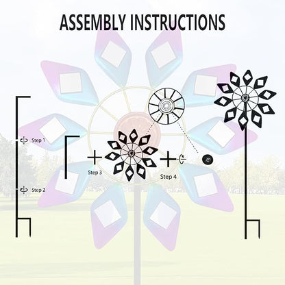 45" Sunglasses Garden Wind Spinners for Yard, Special 9pcs Mirrors Kinetic Wind Spinner Outdoor Decor, Wind Sculpture Yard Art Decorations for Patio, Lawn & Garden