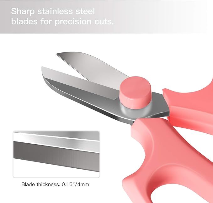 Housolution Flower Scissors, Strong Floral Shears,3PCS Premium Steel Garden Pruning Shears Floral Fruits Leaf Scissors Hand Pruner Snip Trimming Tool for Gardening Flower Arrangement, Pink