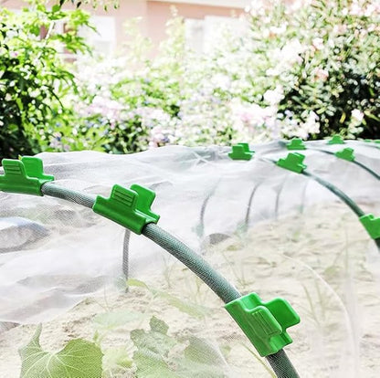 15pcs Greenhouse Clamps, 25mm Garden Hoops Clips Green Film Row Cover Netting Tunnel Plant Frame Shading Netting Rod Clip for Fixing Greenhouse Frame Shelters Garden Net (24-26mm Poles)