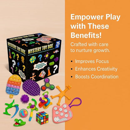 25-Piece Fidget Toy Variety Pack for Kids – Sensory Toys Bulk Set with Stress Balls, Pop Tubes, Squishies & More – Classroom Prizes, Party Favors, and Gifts for Boys & Girls