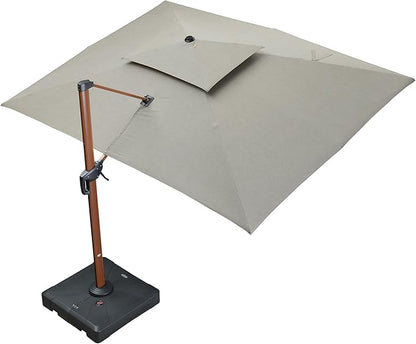 PURPLE LEAF 10' X 13' Patio Large Cantilever Umbrella Outdoor Square Wood Umbrellas Offset Umbrella Heavy Duty Sun Umbrellas for Garden Deck Pool, Heather Taupe