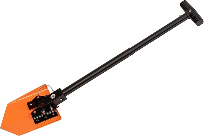 DMOS Delta Shovel - Collapsible Heavy-Duty Steel Folding Shovel for Camping, Overlanding, Survival, Military, Hunting, & Off-Road Use - Signal Orange - Compact