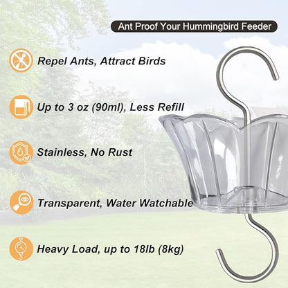 Ant Moat for Hummingbird Feeder - 3 OZ x 4 Pack Clear Insect Guard with Large Capacity