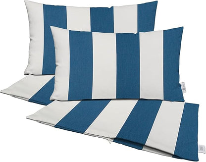 RSH DECOR: Sunbrella Pillow Covers Set of 4 | Covers Only - 26" x 16" | Outdoor Lumbar Pillow Covers Crafted with Sunbrella Performance Fabric | Cabana Regatta