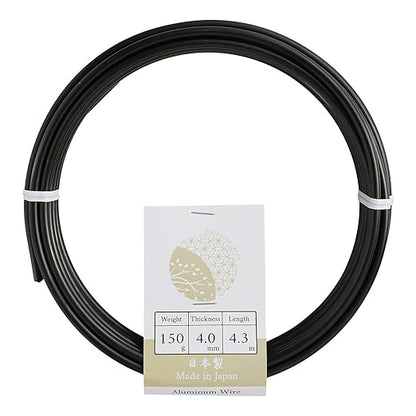 Wazakura 150 gr Black Anodized Aluminum Bonsai Training Wire Made in Japan (4 mm, Black)