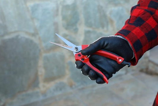 Kamikaze KM13 Single Hand Pruning Shears - Semi Professional - 25 mm Ø Curved Scissors - Gardening Scissors - Steel Handles - With Case (Straight Blade 15 mm)