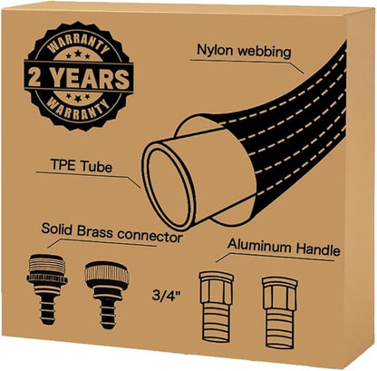 30ft Lightweight Flexible Garden Hose,Non-Slip Handles,Non-kink Hose,Solid Brass Fitting for Boats, RV Water Hose,Marine Washdown,Lawn,Garden,Leakproof TPE Hose(GreenBlack, 30 FT)