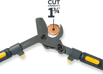 Woodland Tools Heavy Duty Extendable Lopper – 25 to 37 Inch Telescoping Branch Cutter with Lever-Action Bypass Blade – Manual Tree Limb Cutter for Thick Branches and Overhead Trimming